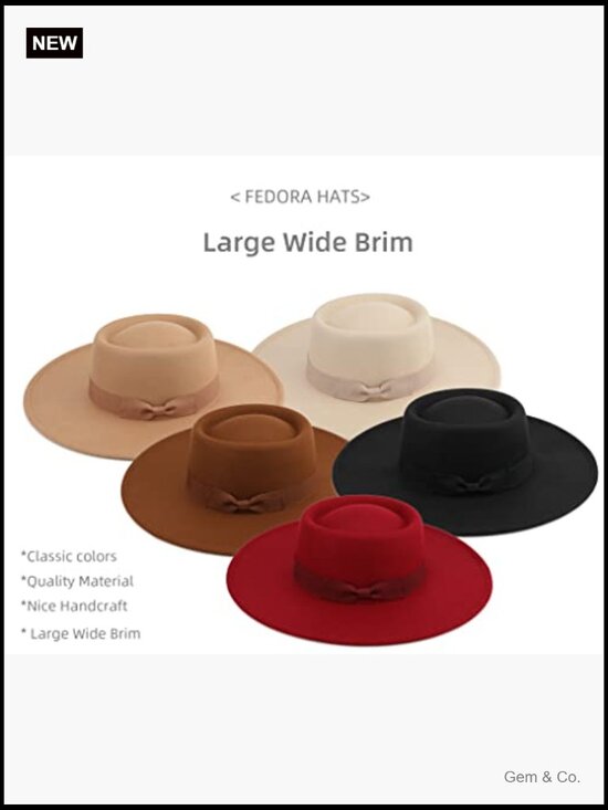 Big Wide Brim Fedora Hat with Adjustable Strap Women main image 5
